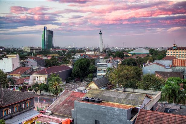 View of the city of Ujung Pandang in Indonesia