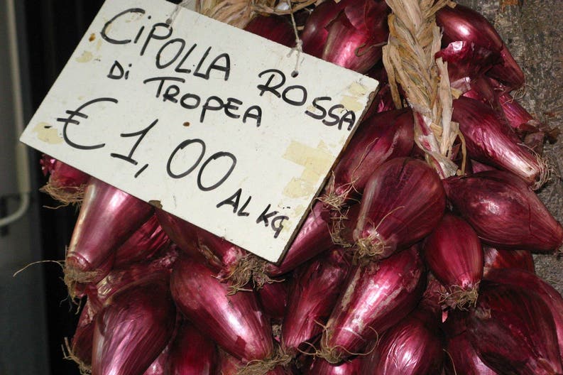 Red onions in Tropea, Italy Italy Tropea red onions