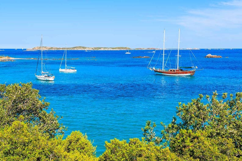 France Corsica Bonifacio Mouth sailboat Sailboat in Bonifacio Mouth in Corsica in France