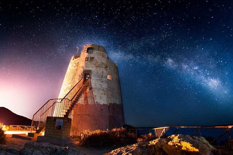 Lighthouse in Sardinia in Italy