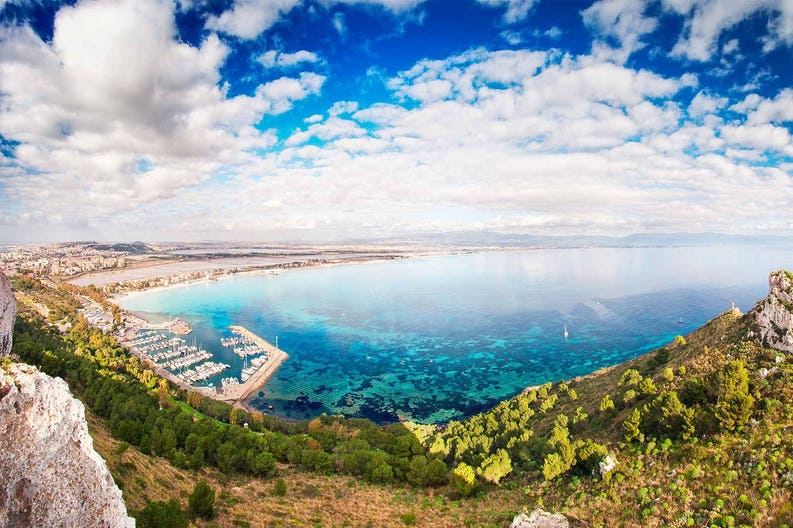 Landscape of Sella del Diavolo of Sardinia in Italy