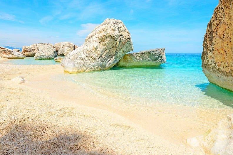 View of Cala Mariolu in Sardinia in Italy