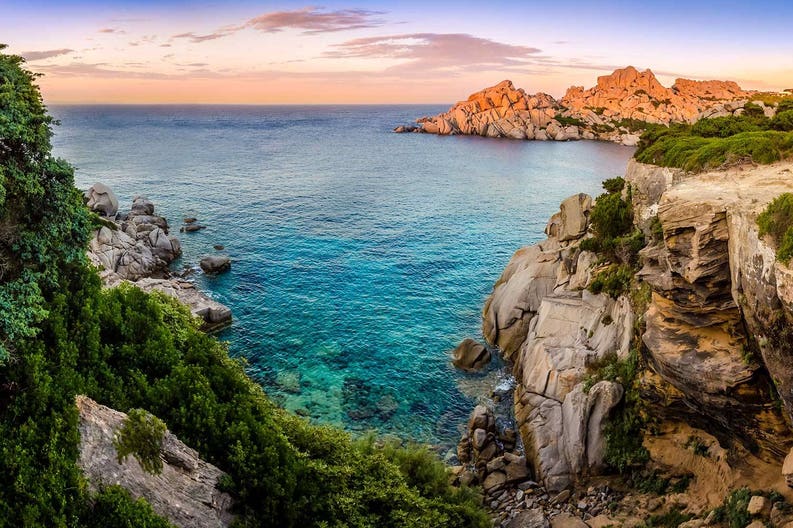 Panoramic voew of Capo Testa in Sardinia in Italy
