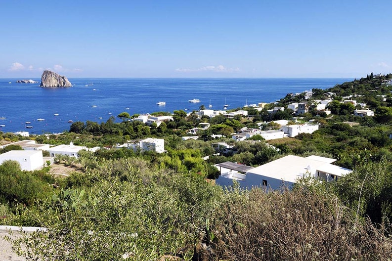 Italy Aeolian Panarea Glimpse of the village of Panarea in the Aeolian archipelago in Italy