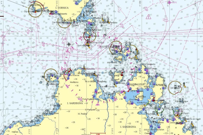 Rotte tra Italia e Corsica sulla carta
