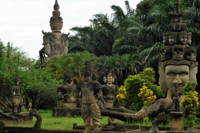Statues in Buddha Park in Laos