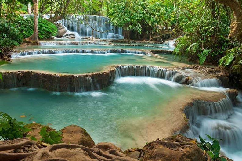 Kuang Si waterfall in Luang Prabang in Laos