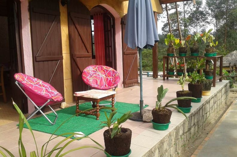 Private terrace of a bedroom of the Grace Lodge in Andasibe in Madagascar
