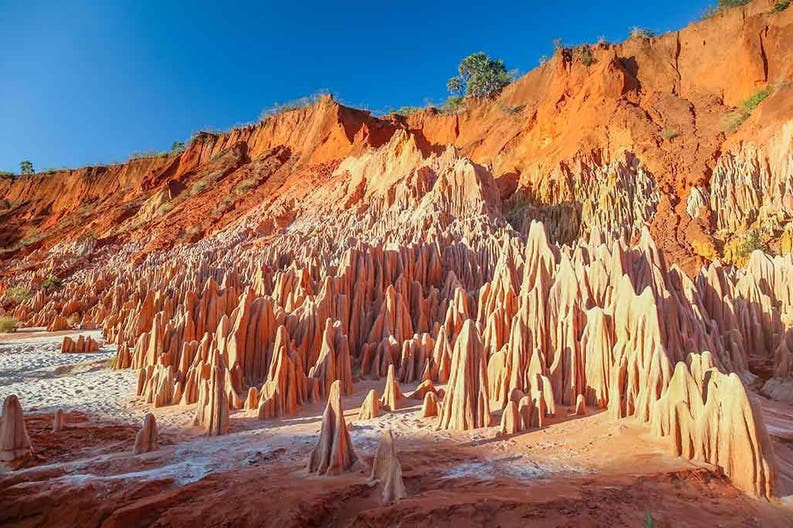 View of the red tsingy in Madagascar
