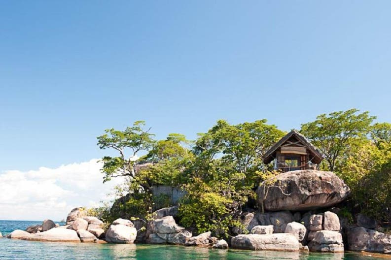 External view of a villa of Mumbo Island in Cape Maclear in Malawi