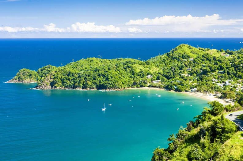 View of Castara Bay in Tobago Cays in the Caribbean Sea