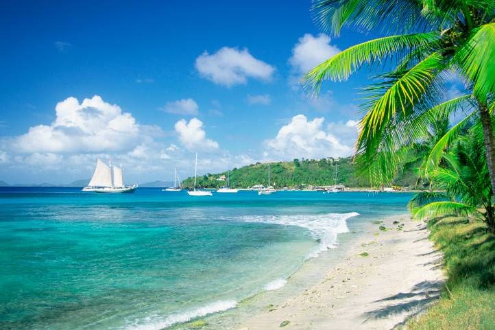 White sandy beach of Saint Lucia in the Caribbean