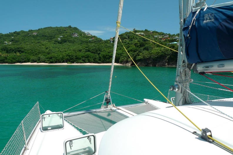 Glimpse of the Catamaran Ohana in the Caribbean Sea