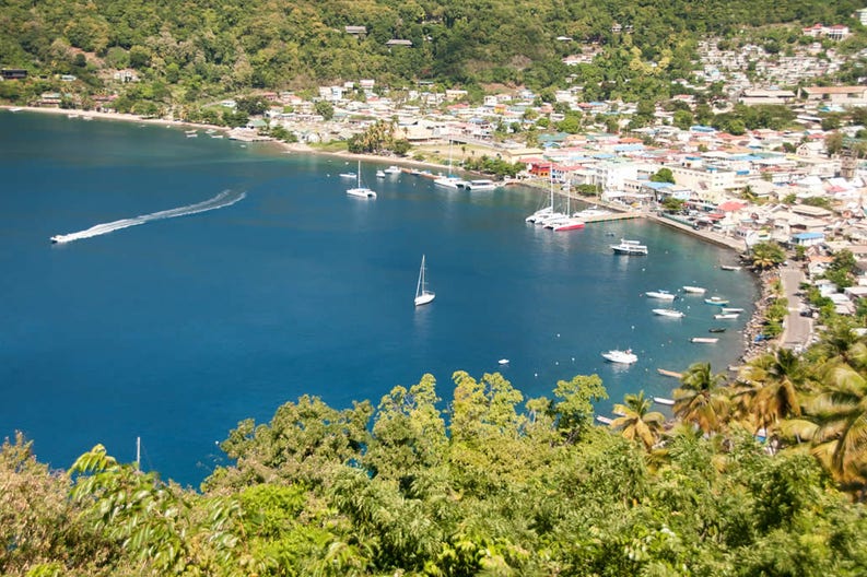 Overview of the bay of Saint Lucia in the Caribbean