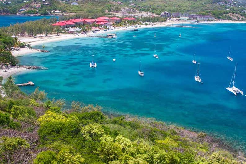 Overview of the bay of Saint Lucia in the Caribbean