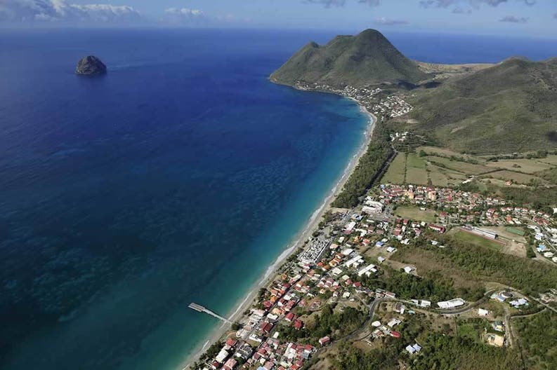 View from above of the coastline in Martinique