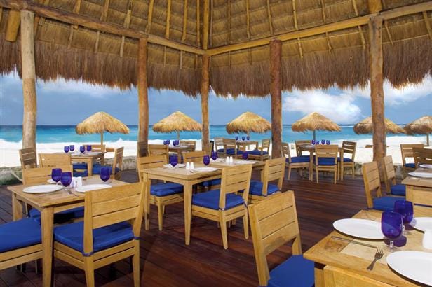 Terrace of the restaurant of The Westin Resort & Spa in Cancun in Mexico