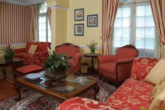 Lobby of the hotel La Casona in Mexico City