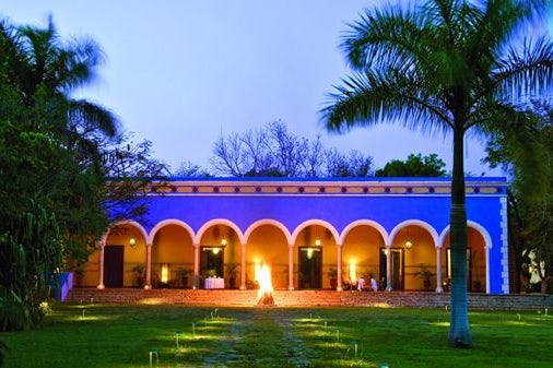 View of the entrance of the Hacienda San Josè Cholul in Mexico