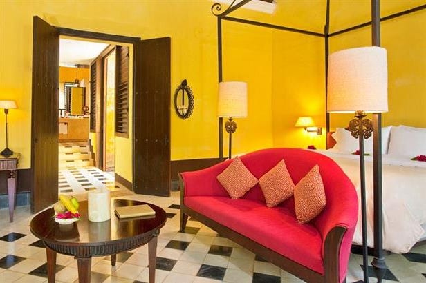 Bedroom of the Hacienda Uayamon in Mexico