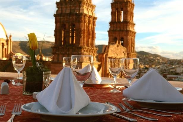 Terrazza del ristorante dell'Emporio Zacatecas in Messico