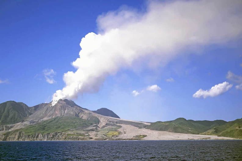 Vista del vulcano Soufriere Hills a Montserrat