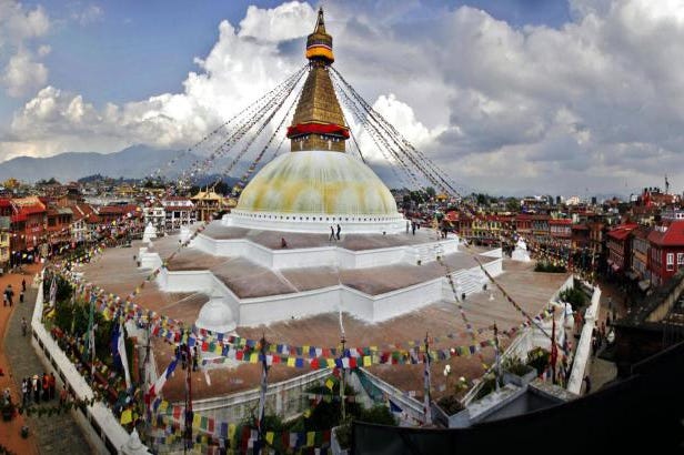 Tempio di Boudhanath Stupa a Kathmandu in Nepal