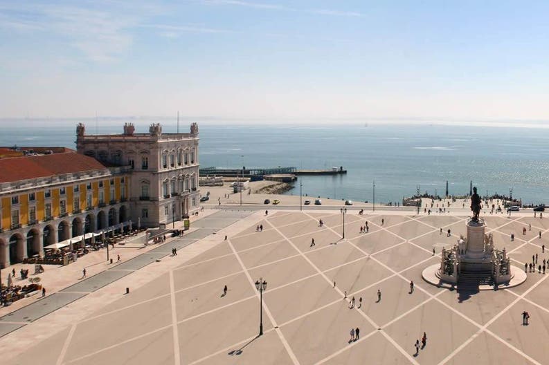 Courtyard of Square Palace in Lisbon in Portugal