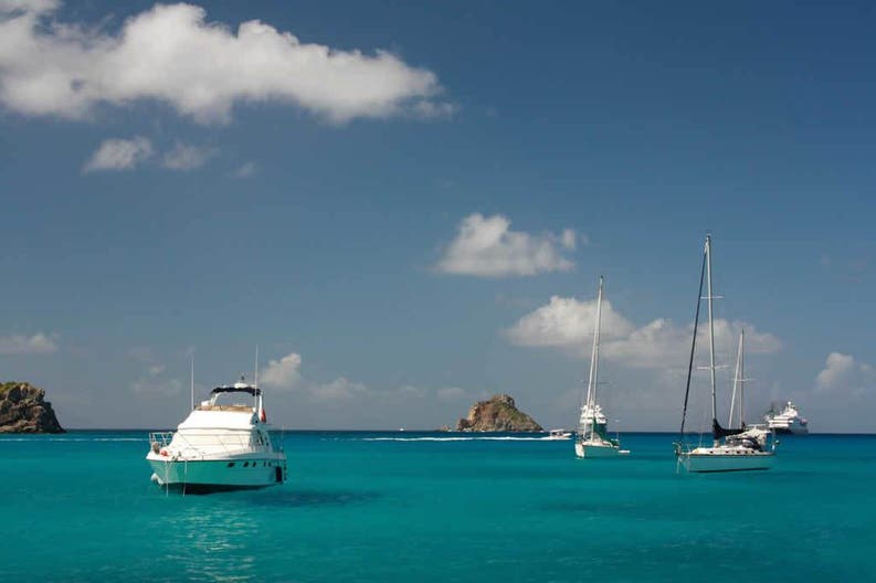 Boats on the sea of Saint Barthélemy