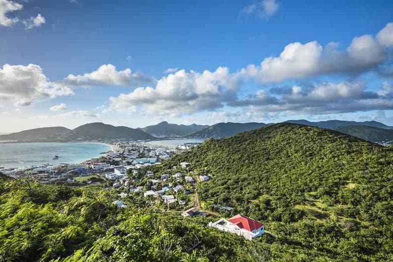 View of the city of Philipsburg in Saint Martin
