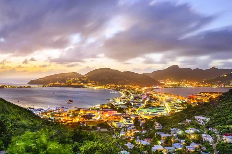 View of the city of Philipsburg in Saint Martin