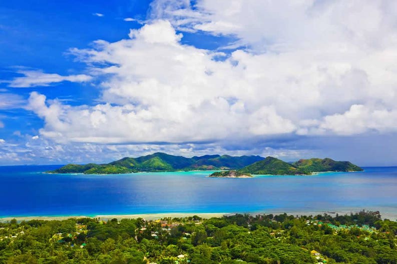 Seychelles Praslin view View of Praslin at the Seychelles