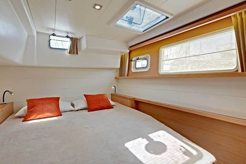 Interior of a cabin of the boast Lagoon 450