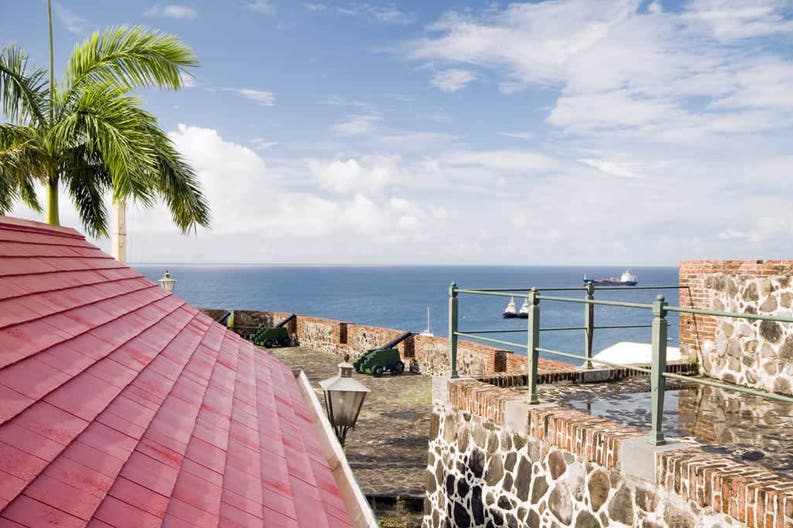 View of the Oranjestand in Fort Organje on Sint Eustatius
