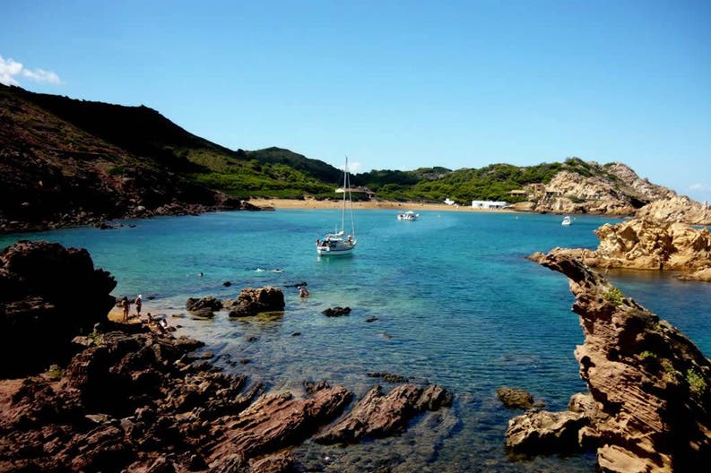 Spagna Minorca Cala Pregonda Vista di Cala Pregonda a Minorca in Spagna