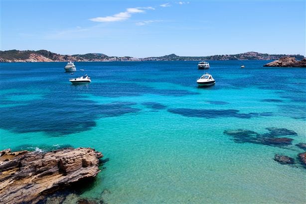 View of Cala Fornells in Menorca in Spain