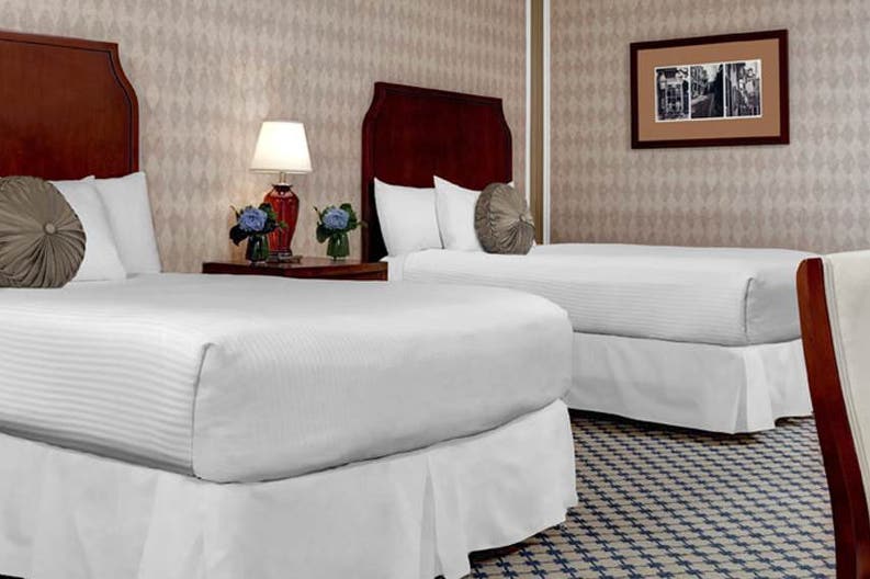 View of a bedroom of the Boston Park Plaza Hotel in the United States of America