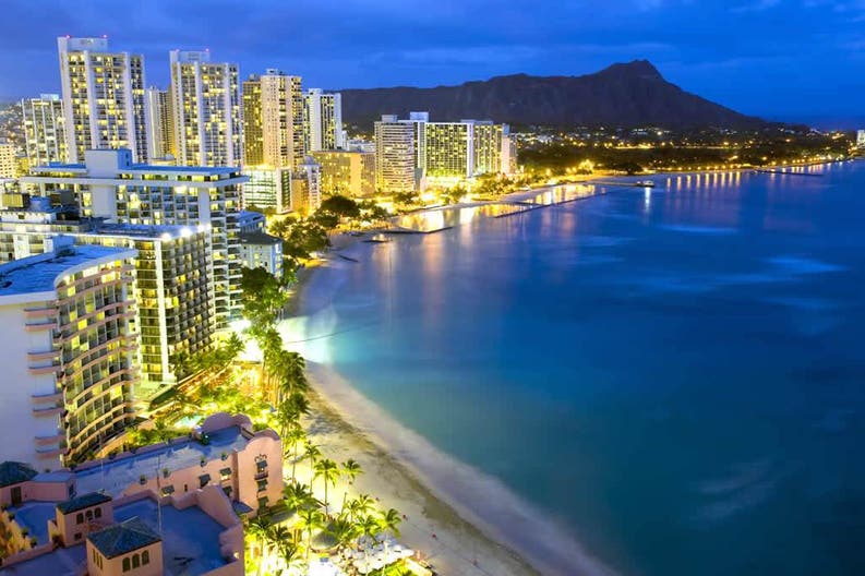 Waikiki beach in Honolulu in the United States of America