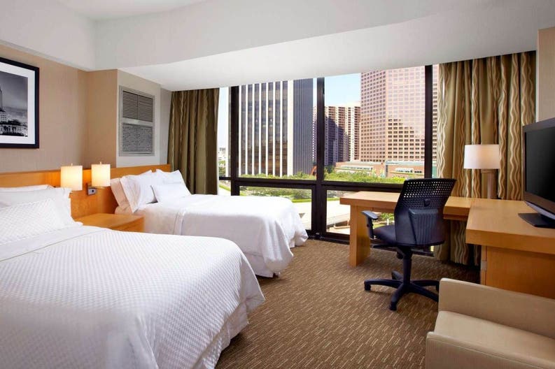 Bedroom of the Westin Bonaventure in Los Angeles
