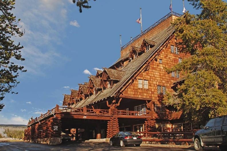 External view of the complex of the Grand Village Lodge in Yellowstone National Park