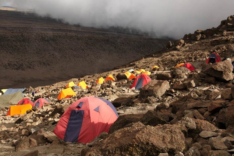 Landscape of Barafu Camp in Kilimanjaro in Tanzania