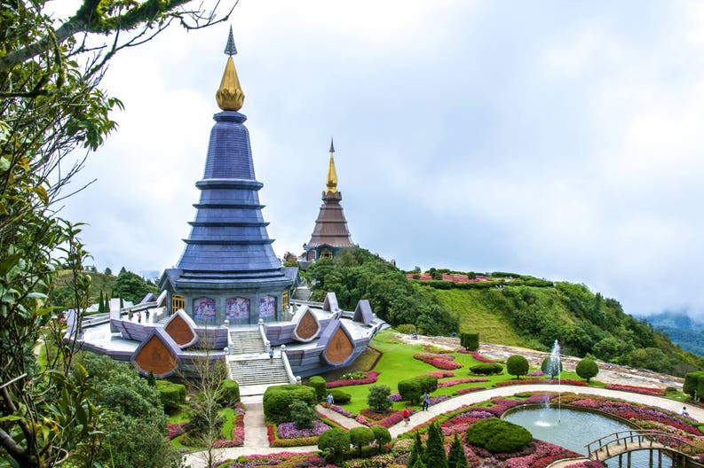Peak of the Doi Inthanon in Chiang Mai in Thailand