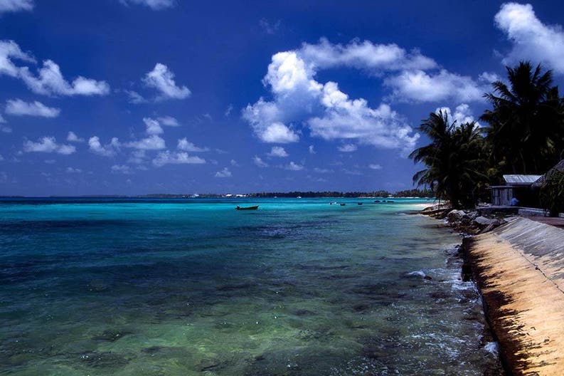 Beach on Funafati atoll in Tuvalu